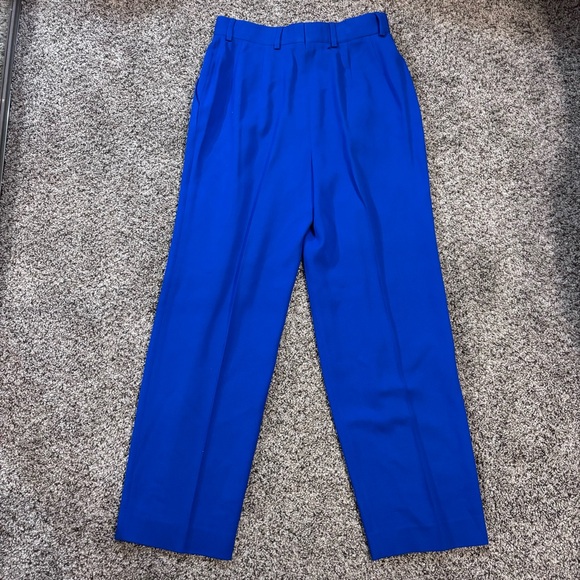 Escada Margaretha Ley Pure Wool Pants 38 Cobalt Blue High Waist Pleated Vintage - Picture 3 of 9